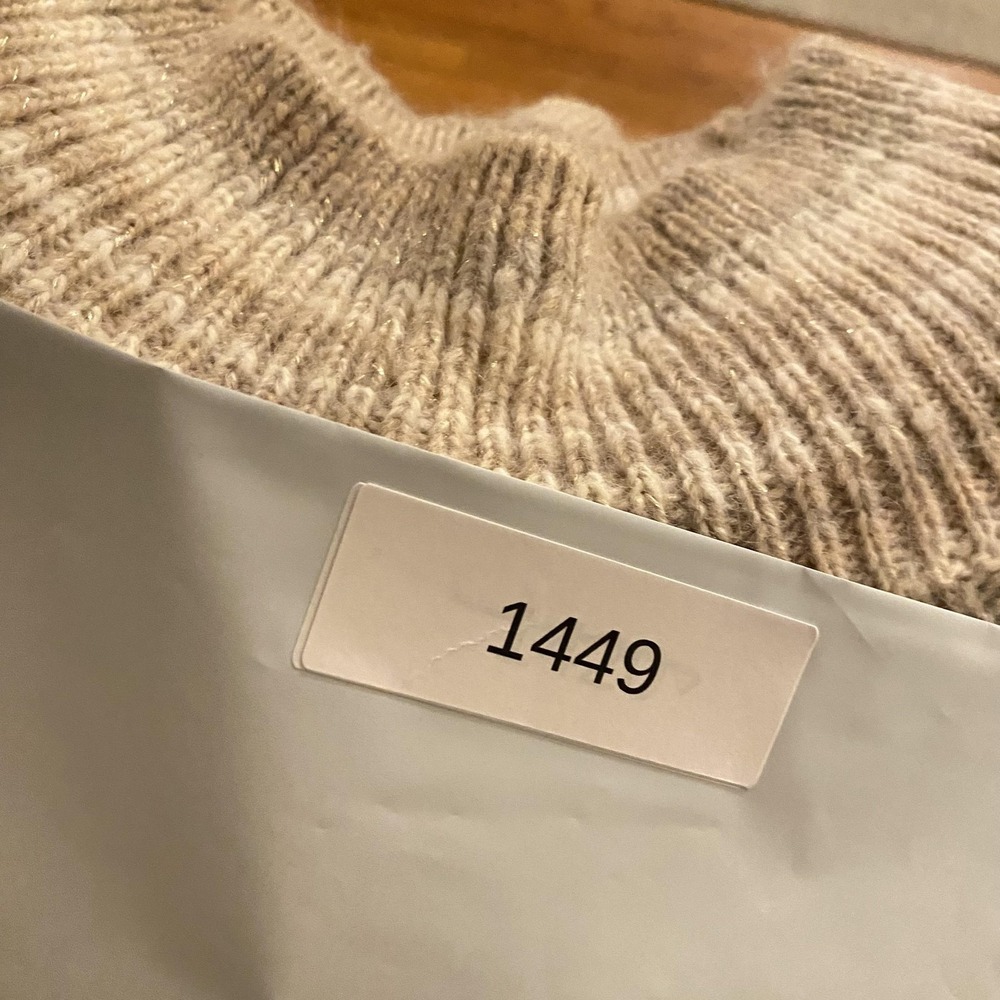 Knox Rose Sweater Womens Large Oatmeal Mock Neck Ribbed Yoke Wool Blend Pullover - Picture 9 of 9